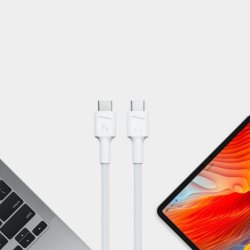 PowerStream USB-C til USB-C kabel 2m, PD 60W, QC 3.0, hvid