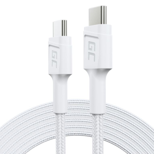 PowerStream USB-C til USB-C kabel 2m, PD 60W, QC 3.0, hvid