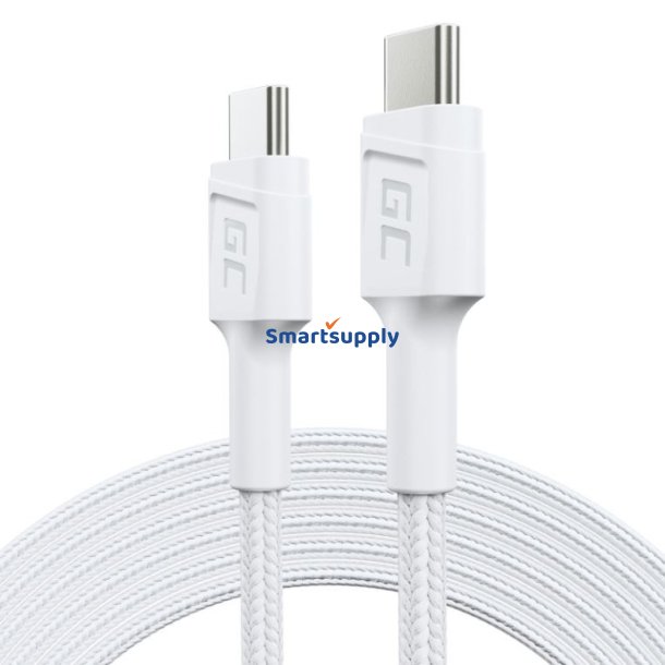 PowerStream USB-C til USB-C kabel 2m, PD 60W, QC 3.0, hvid