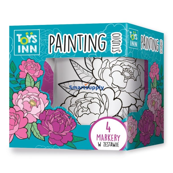 P�on blomster farvel�gningskrus