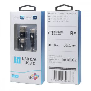 USB A/C - USB C Kabel 1,2 m sort