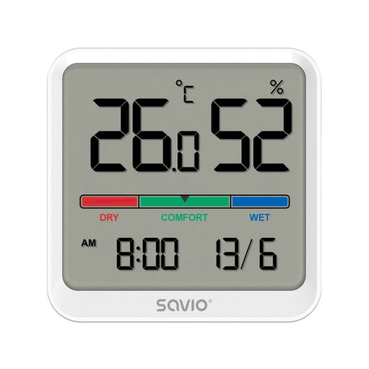 Temp./fugtighedsensor SAVIO CT-01/W hvid