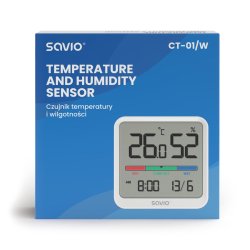 Temp./fugtighedsensor SAVIO CT-01/W hvid
