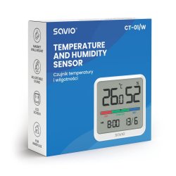 Temp./fugtighedsensor SAVIO CT-01/W hvid
