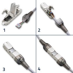 RJ45 toolless STP stik CAT6, JACK PIN