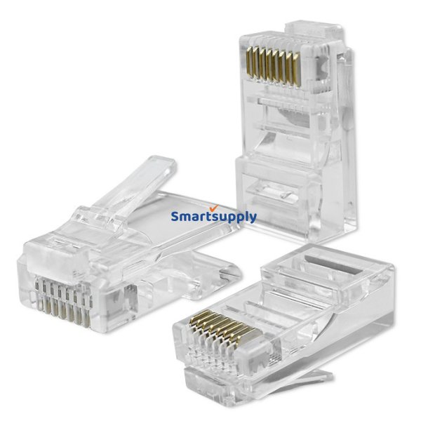 RJ45 gennemstik, CAT6, UTP, 100 stk.