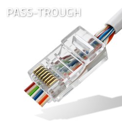 RJ45 gennemstik, CAT6, UTP, 100 stk.