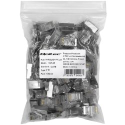 RJ45 gennemkoblingsstik, CAT6, FTP, 100 stk.