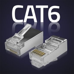 RJ45 gennemkoblingsstik, CAT6, FTP, 100 stk.