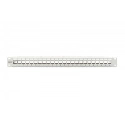 Panel krosowy (patch panel) modul�r 19" 24 porte til keystone-moduler, 1U, sk�rmet, kabelguide, beskrivelsesfelter, gr�