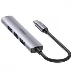 HUB USB-C; 3x USB-A 2.0 1x USB-A 5 Gbps alu