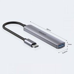 HUB USB-C; 3x USB-A 2.0 1x USB-A 5 Gbps alu