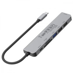 HUB USB-C 7i1 Aluminium PD 100W ; 5 Gbps
