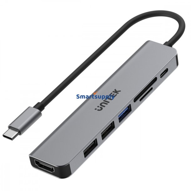 HUB USB-C 7i1 Aluminium PD 100W ; 5 Gbps