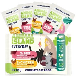 ANIMAL ISLAND Everyday Chicken and Beef fillets in broth - vd kattefoder - 4 x 85g