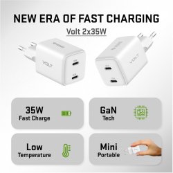 USB C v�goplader 2x18W 3A Power delivery 3.0 QC3.0 Hvid