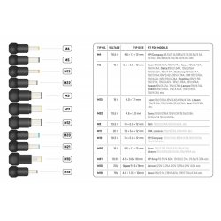 Universel str�mforsyning til en 90W b�rbar, s�t af 11 stik