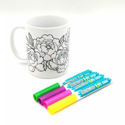 P�on blomster farvel�gningskrus