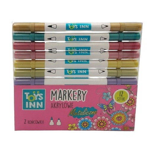 Acryl metalliske mark�rer med to spidser 12 stykker