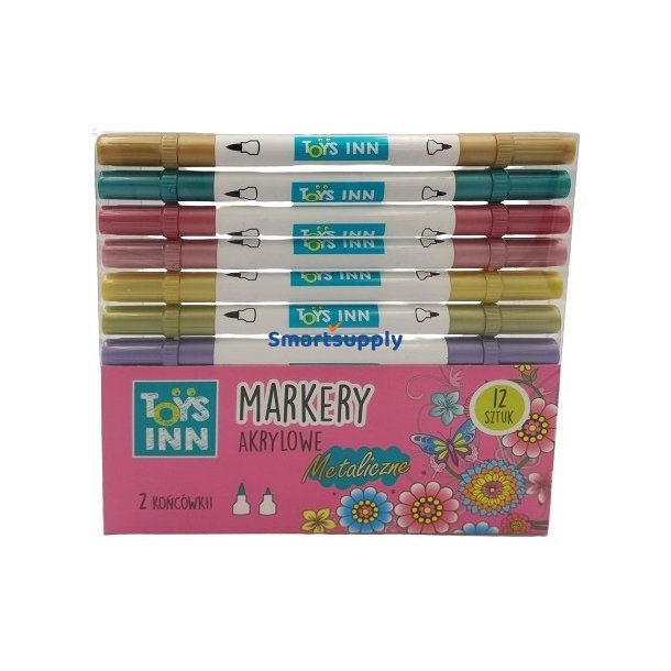 Acryl metalliske mark�rer med to spidser 12 stykker