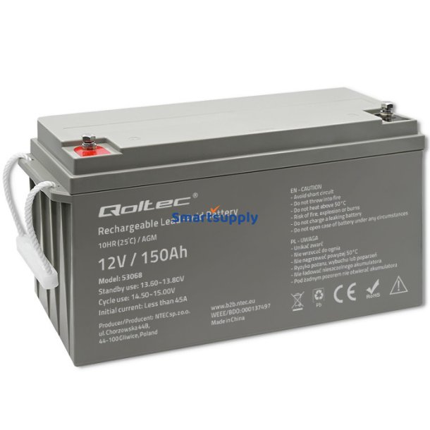 AGM batteri 12V 150Ah, max. 2250A