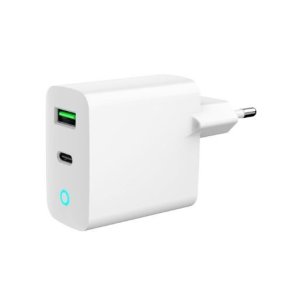 USB-A/USB-C Oplader LED 20W PD QC3.0 Hvid
