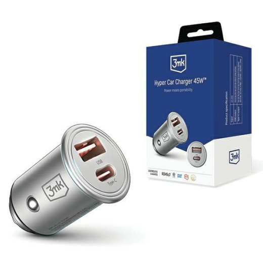 Biloplader 45W 1xUSB-C + USB-A