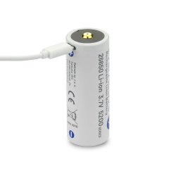 Genopladeligt batteri 26650 3,7V Li-ion 5200 mAh mikro USB