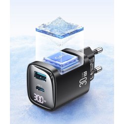 Opladning 30W GaN LED USB+USB-C CC229 hvid