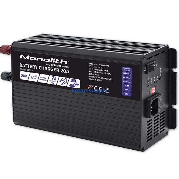 Lader til LiFePO4 AGM GEL SLA batterier 20A