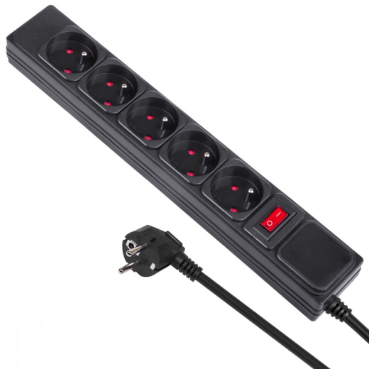 Str�mforsyning 5 Stik Med Kontakt MCE219