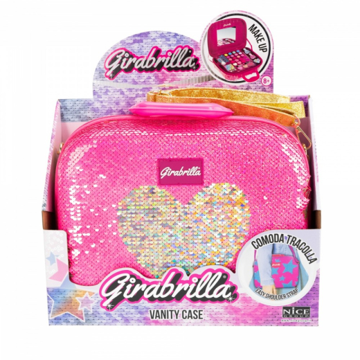 Makeup kuffert Girabrilla pink med guld