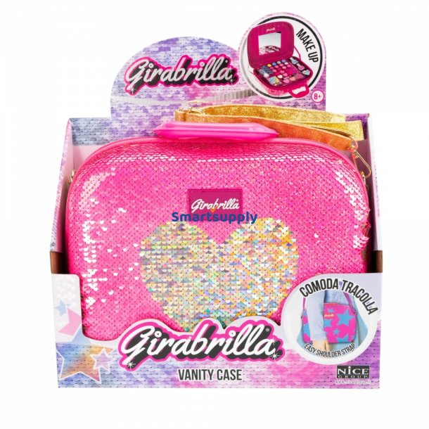 Makeup kuffert Girabrilla pink med guld