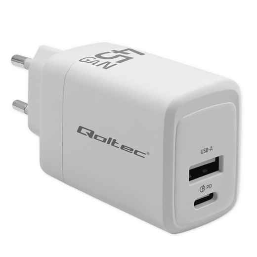 GaN 45W oplader 5V 20V 1.5A 3A, 1xUSB C PD, 1xUS
