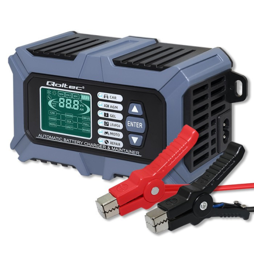 Oplader med batteritest 12V 6A reparation fu