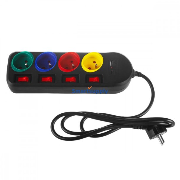 Str�mskinne 4 stik 1,5m 1,5m MCE508 B