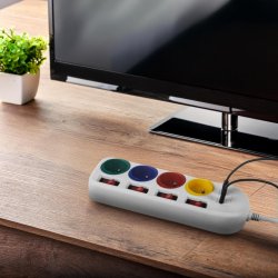 Str�mstik 4-stik USB A/C 1,5m, MCE508 W