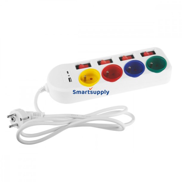 Str�mstik 4-stik USB A/C 1,5m, MCE508 W