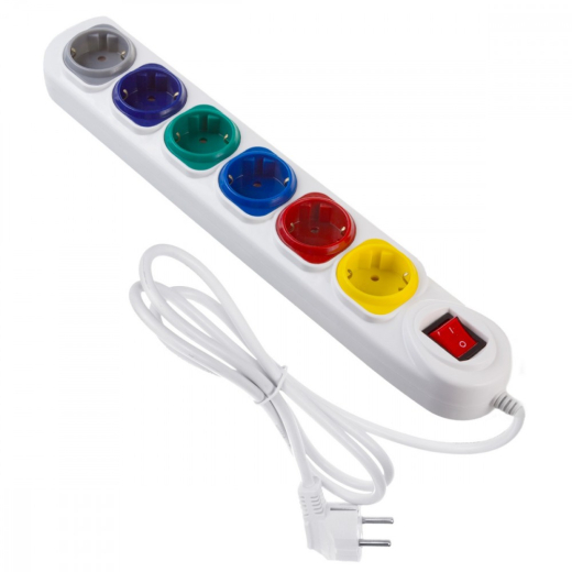 Str�mstrip med 6 stik 1,5m MCE509 W 250VAC/10