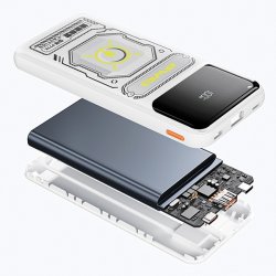 Powerbank 10000mAh 22,5 W P77K med integreret kabel