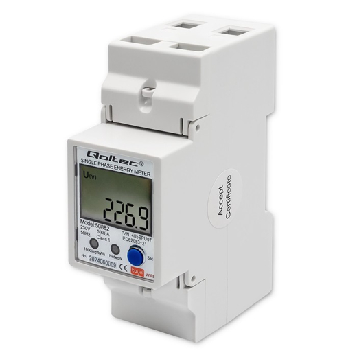 Enkeltfase m�ler til DIN-skinne 230V LCD WiFi