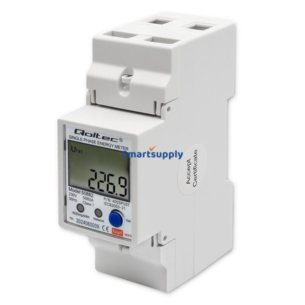 Enkeltfase m�ler til DIN-skinne 230V LCD WiFi