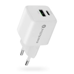 TELEFONLADER GAN 1X US B, 1X USB-C 20W HVID