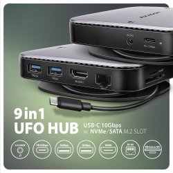 HMC-UFO USB hub 9in1 10Gbps HDMI M.2 NVMe LA