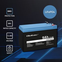 LiFePO4 batteri 12.8V, 9Ah, 115.2Wh, BM