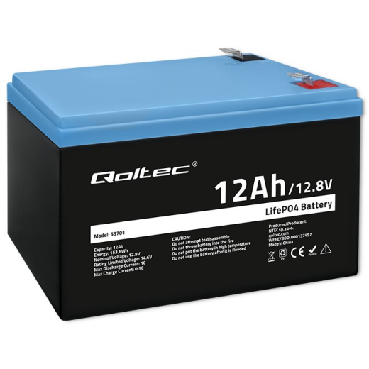 LiFePO-batteri 12.8V, 12Ah, 153.6Wh,BM