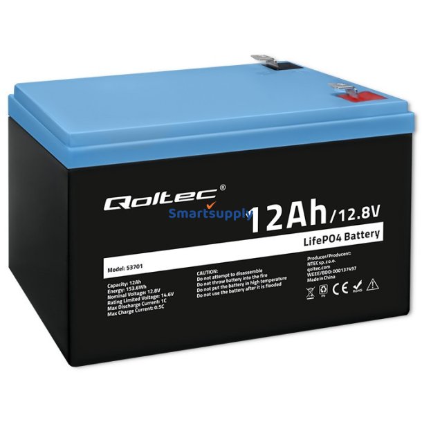 LiFePO-batteri 12.8V, 12Ah, 153.6Wh,BM
