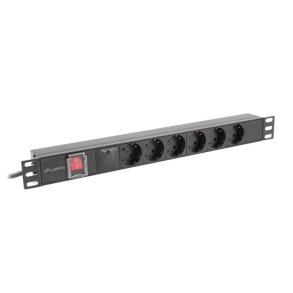 PDU rack str�mstik 19 tommer 1U 16A 5xschuko 2m sort