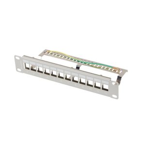 Patch Panel 12 Port 1U 10 inch FTP med organizer til keystone-moduler, gr�