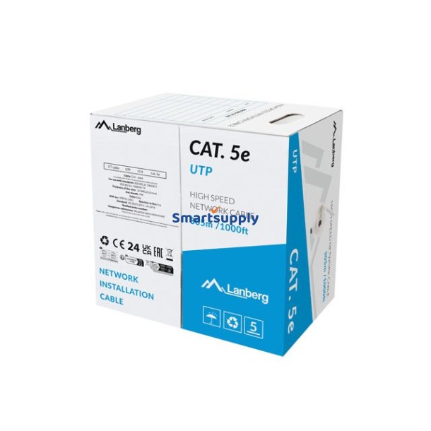 UTP LAN-kabel CAT.5E 305M CCA-tr�d gr� fluke godkendt